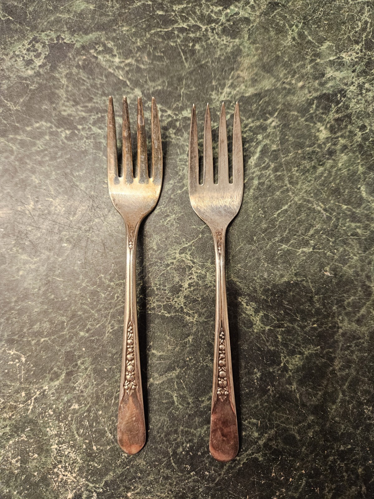 2 MCM Wm Rogers Original Rogers Silver Plate “Proposal” Salad Forks Art Nouveau