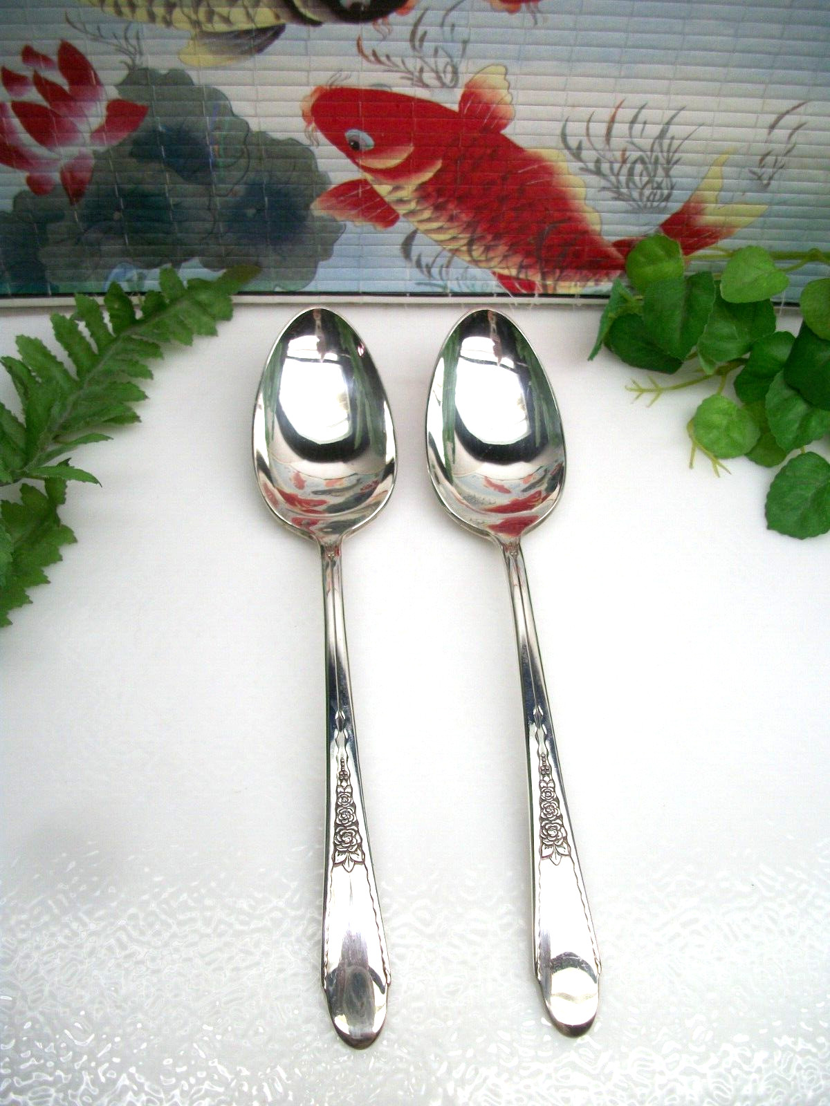 2 International Wm Rogers GARDENIA Silverplate Oval Place Soup Spoons 1941