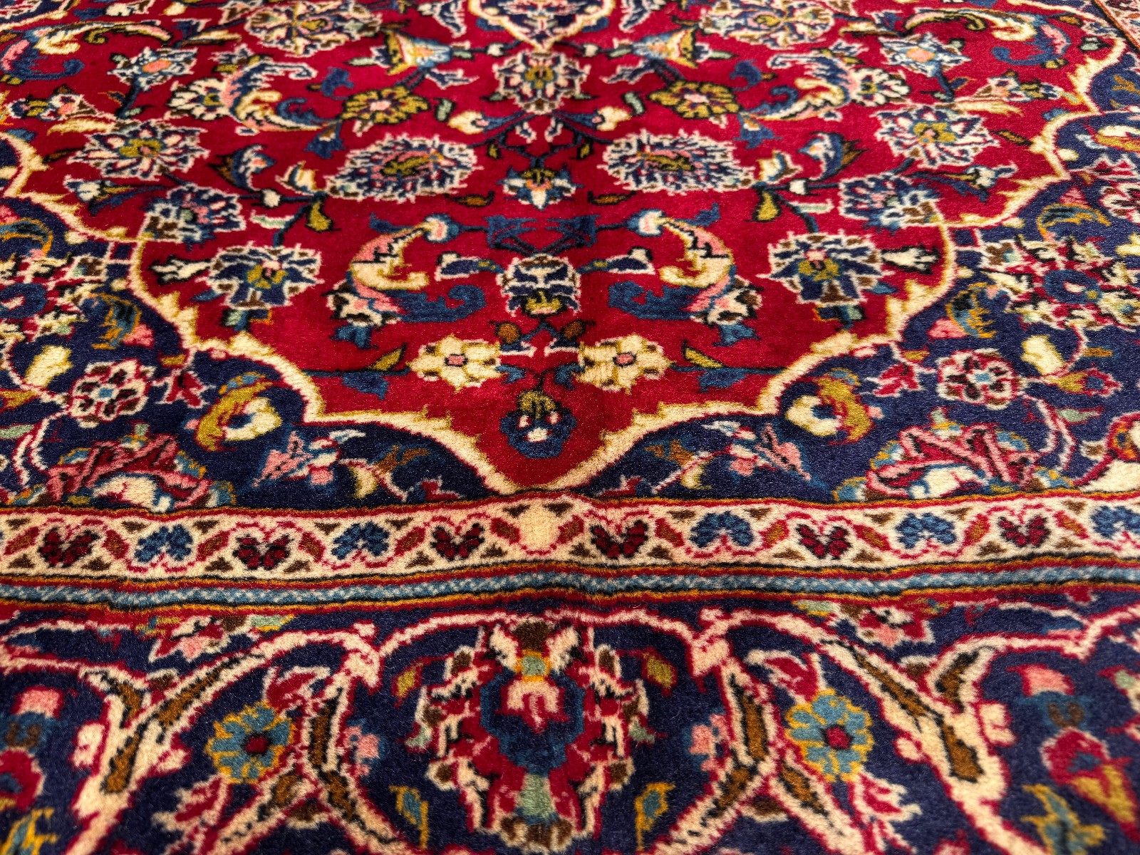 5×8 RED VINTAGE ORIENTAL RUG hand-knotted fine handmade small navy blue wool 5×7