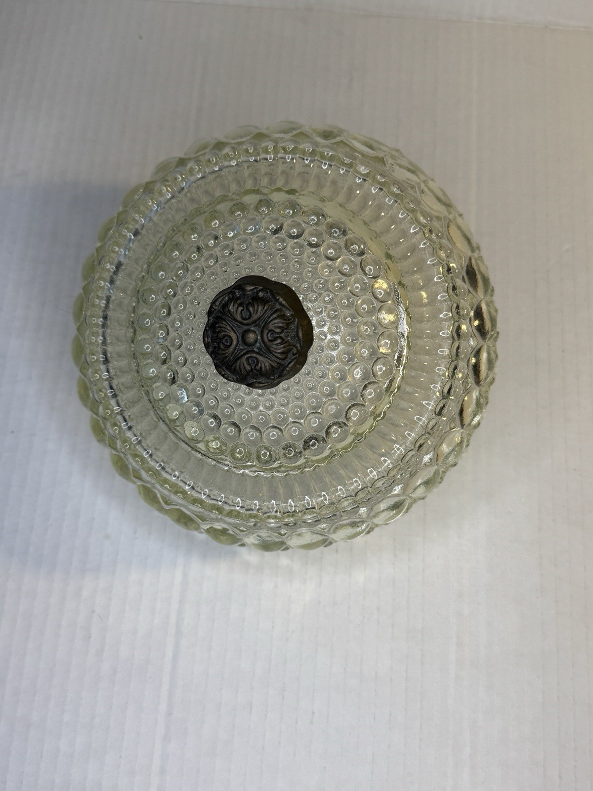 Vintage Mid Century Art Deco Ceiling Light Fixture glass Hobnail Oval Dots 6.5”