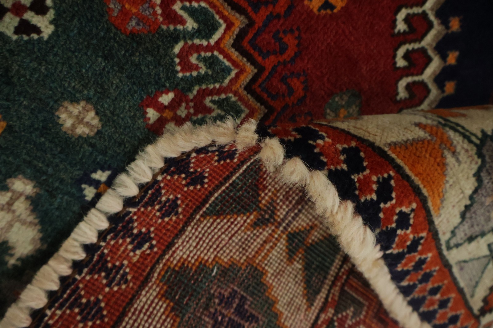 Vintage Vegetable Dye Area Rug 5×6 Handmade Wool Geometric Red/ Ivory Carpet