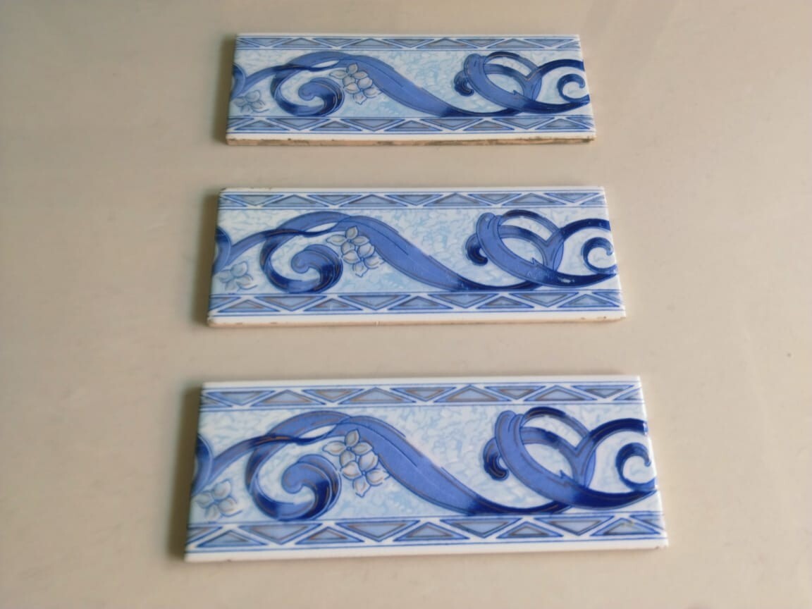 Tile Border Old Vintage Ceramic Collectible Decor Pack of 3