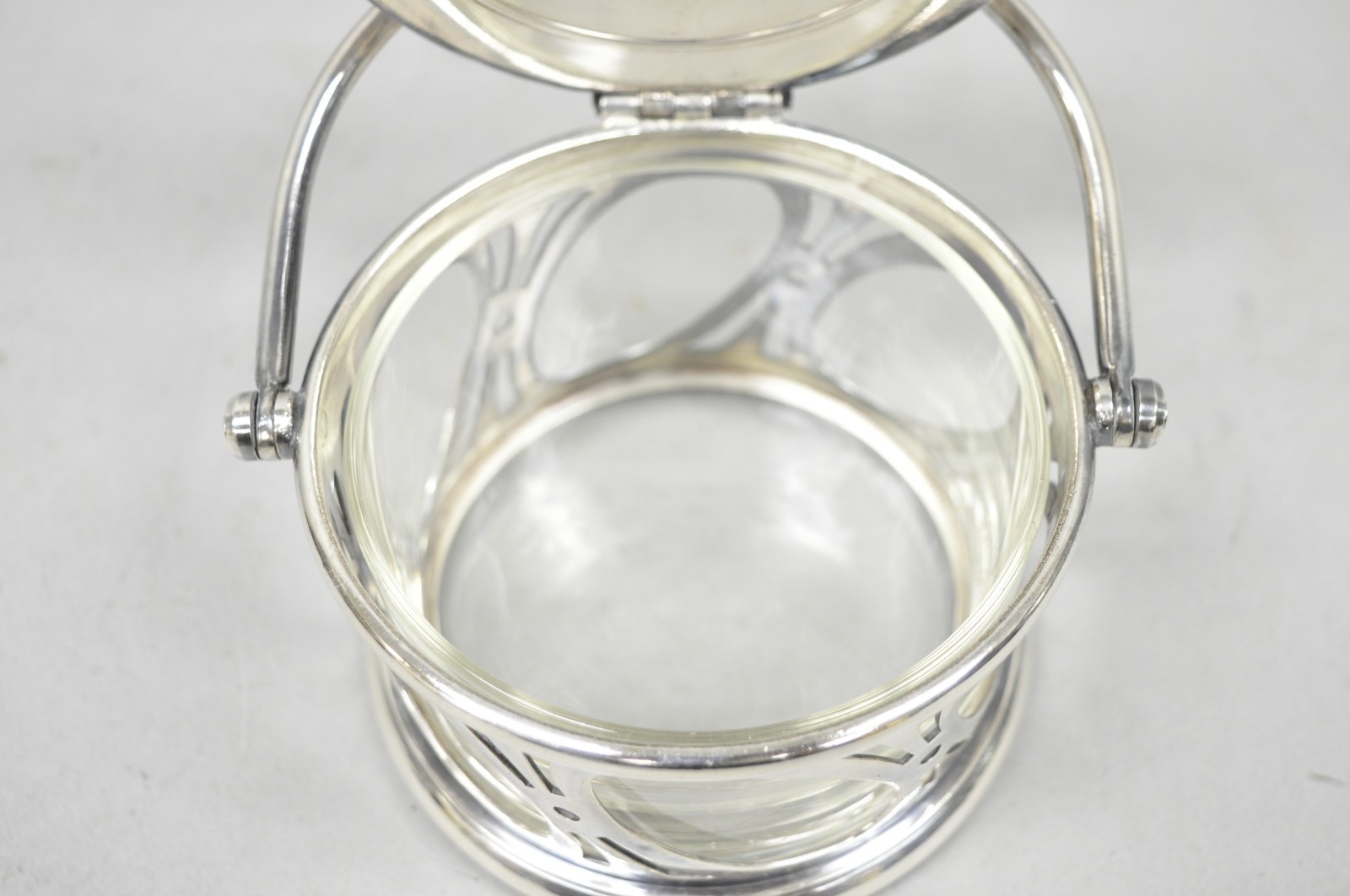 Broggi Classica Collection Silver Plated Hinged Grated Cheese Glass Sugar Bowl