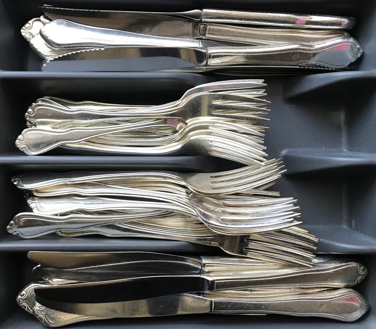 58 pc CROYDEN Silverplate Flatware Dinner/Salad Forks Knives Oneida Ltd