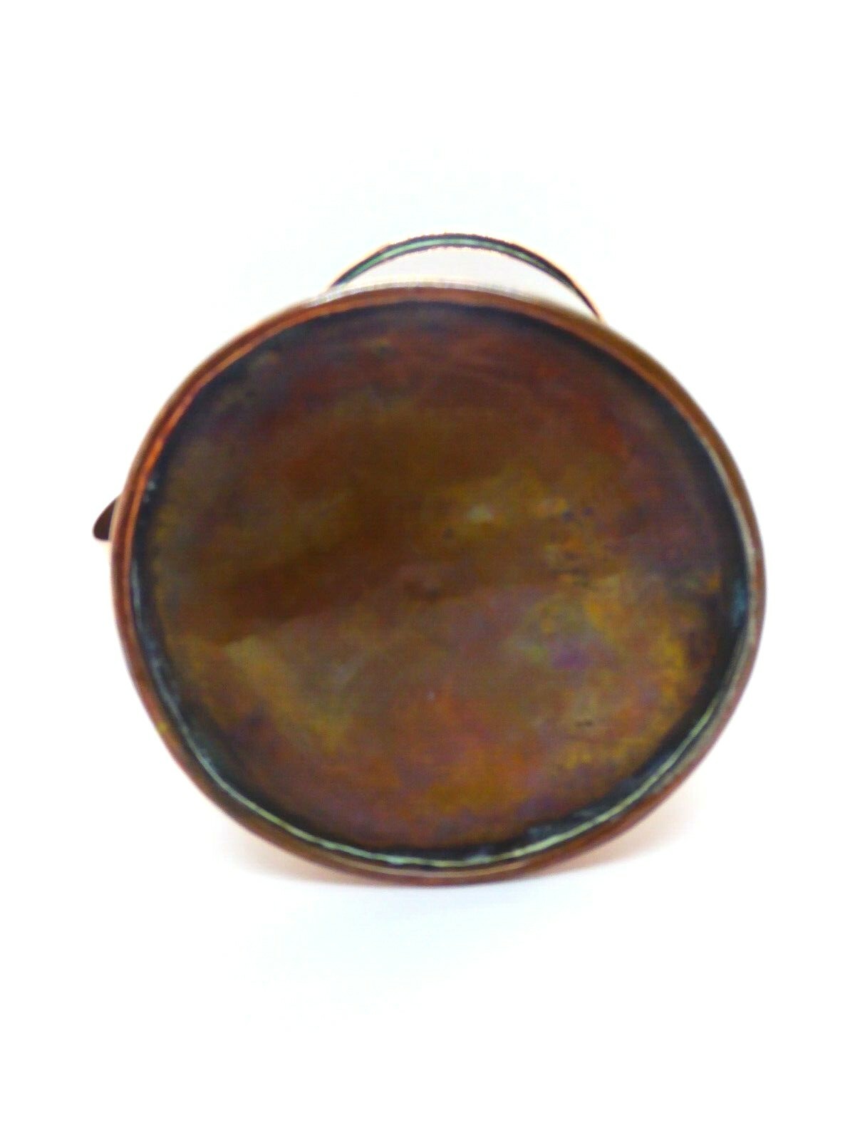 Antique Large Copper Tavern Pot With Keyed Seam & Riveted Strap Looped Handle
