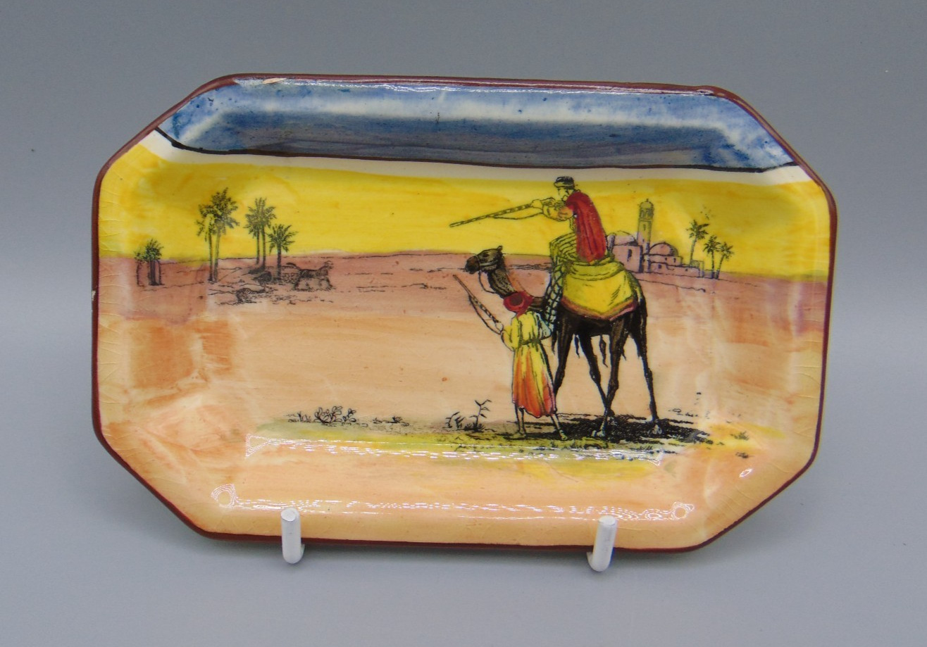 ANTIQUE ROYAL DOULTON DESERT SCENES D3192 SMALL RECTANGULAR PIN DISH TRAY