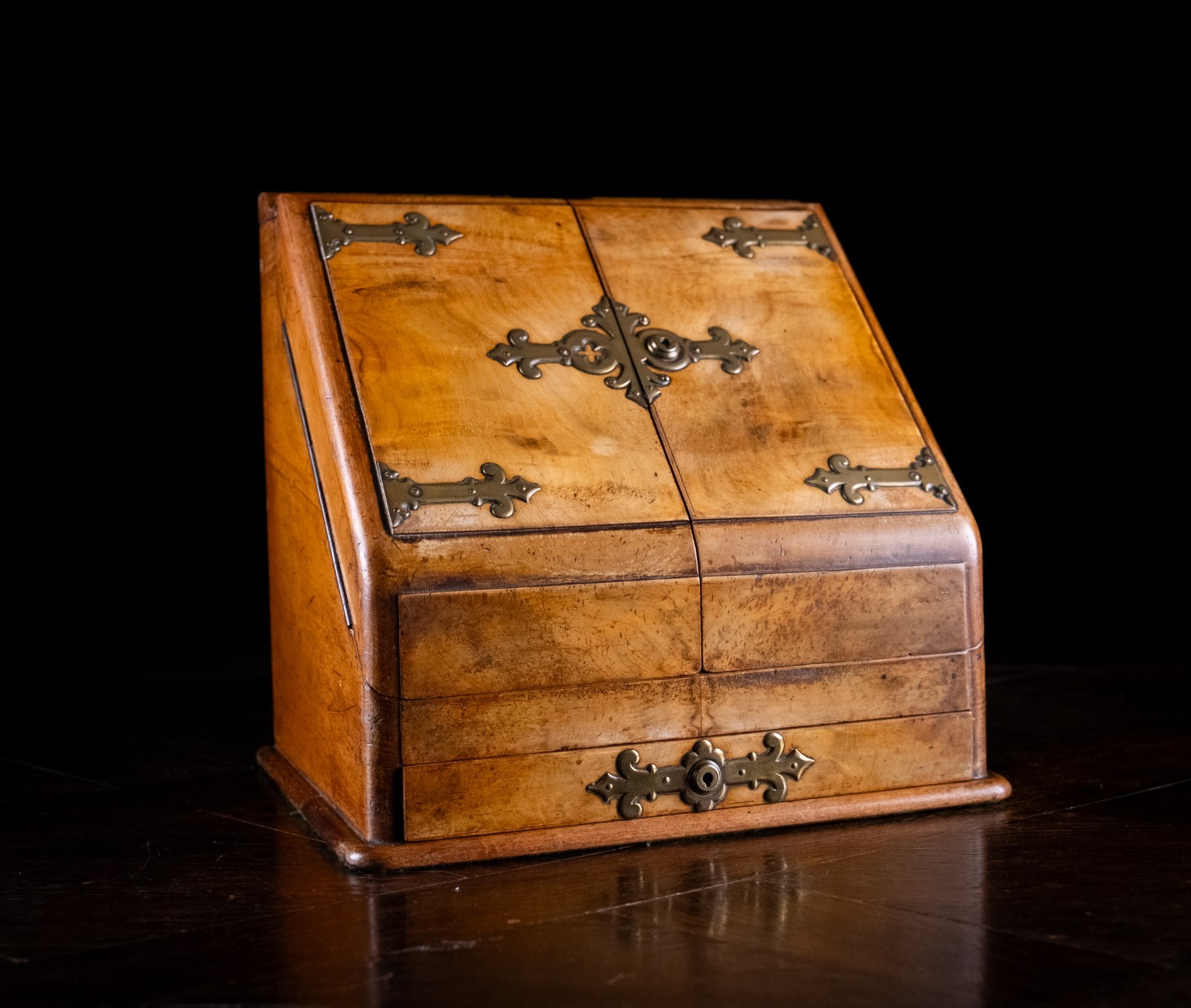 Fine Walnut & Brass Stationary Cabinet, c.1880