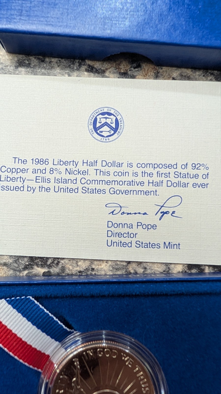 1986 Liberty Half Dollar Coin Proof