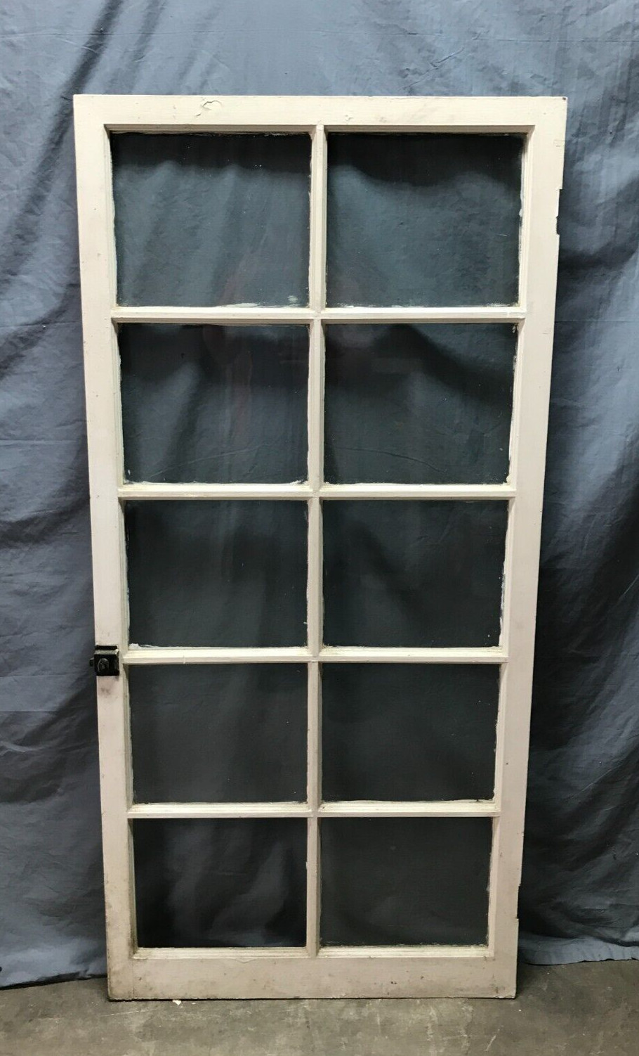 Antique 10 Lite Casement Door Window Cabinet Shabby 28×58 VTG White Old 793-24B