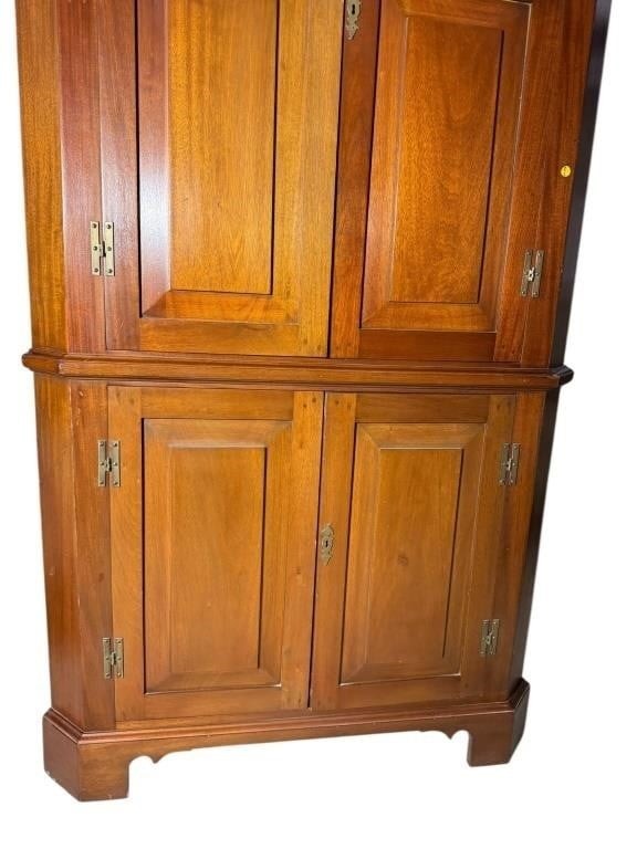 SOLID MAHOGANY CUSTOM PEGGED CORNER CABINET