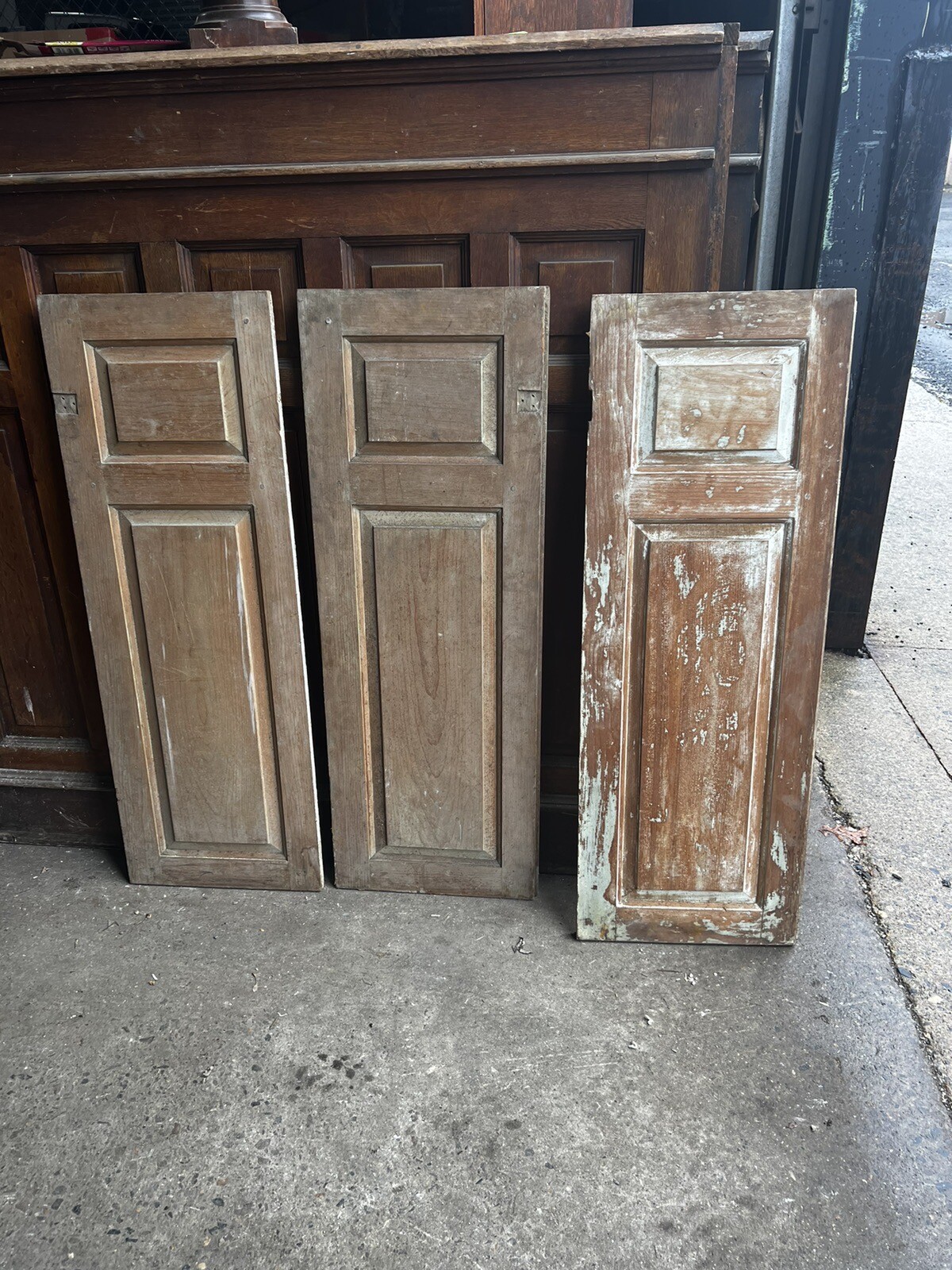 3 INTERIOR shutters raised panel – c1750 home CT River valley 36.5” x 13” w