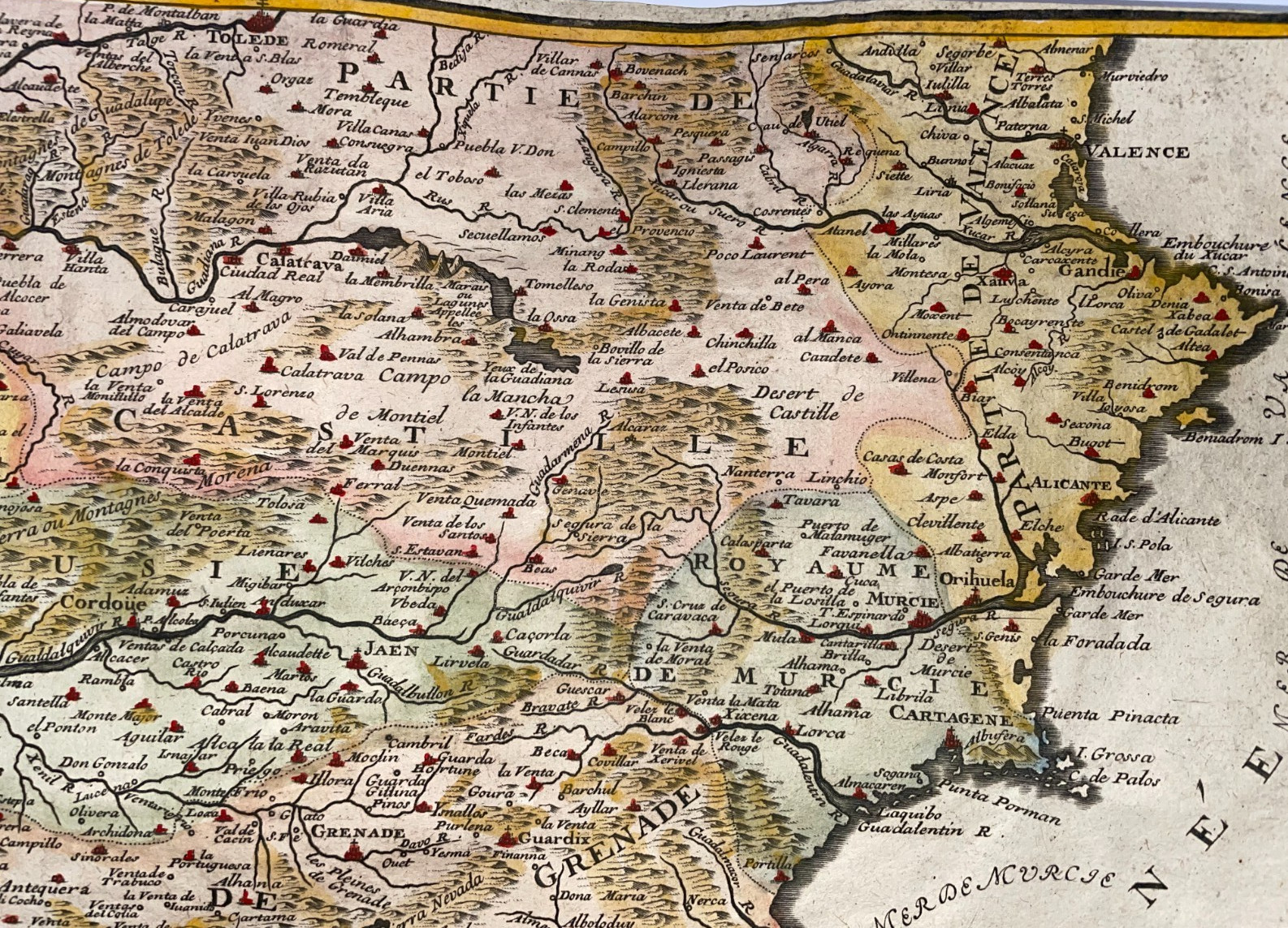 ANDALUSIA SPAIN DATED 1705 NICOLAS DE FER ANTIQUE ENGRAVED MAP 18TH CENTURY