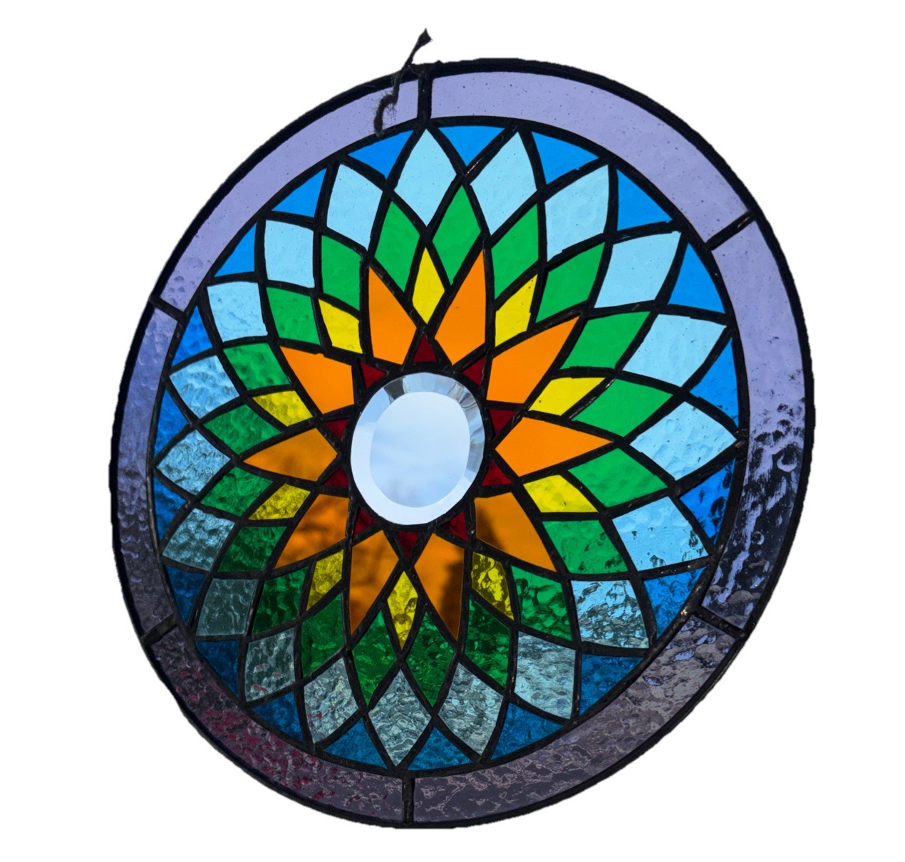 MANDALA RAINBOW 15″ INCH Stained Glass Tiffany style Sign Panel Suncatcher