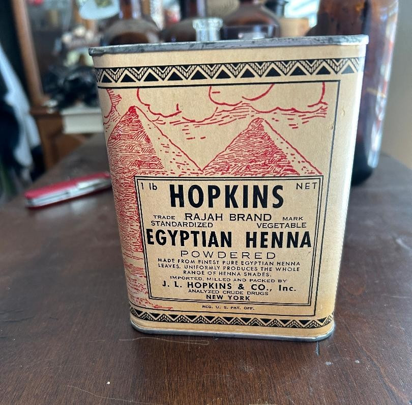 Antique Apothecary Crude Drugs Egyptian Henna 1 Lb.container J.L. Hopkins NY