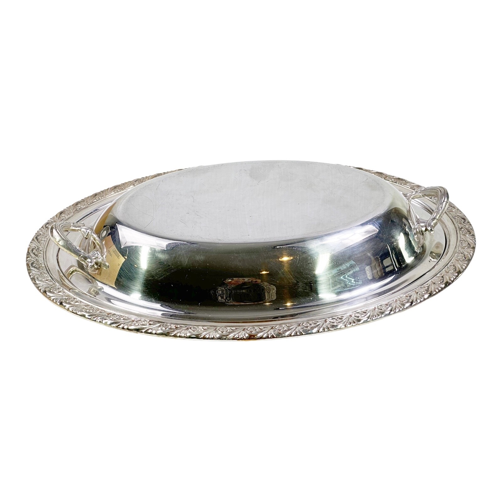 WM Rogers Silverplate Covered Oval Serving Bowl w 2 Handled Lid Double Veg 12″