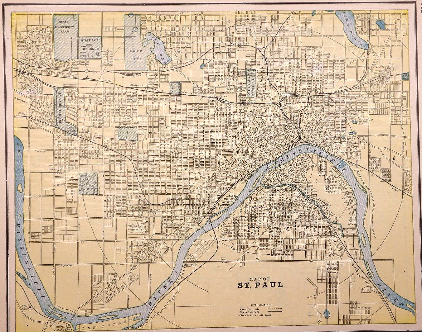 1898 City Map ~ St. PAUL, MINNESOTA (11×14)-#157
