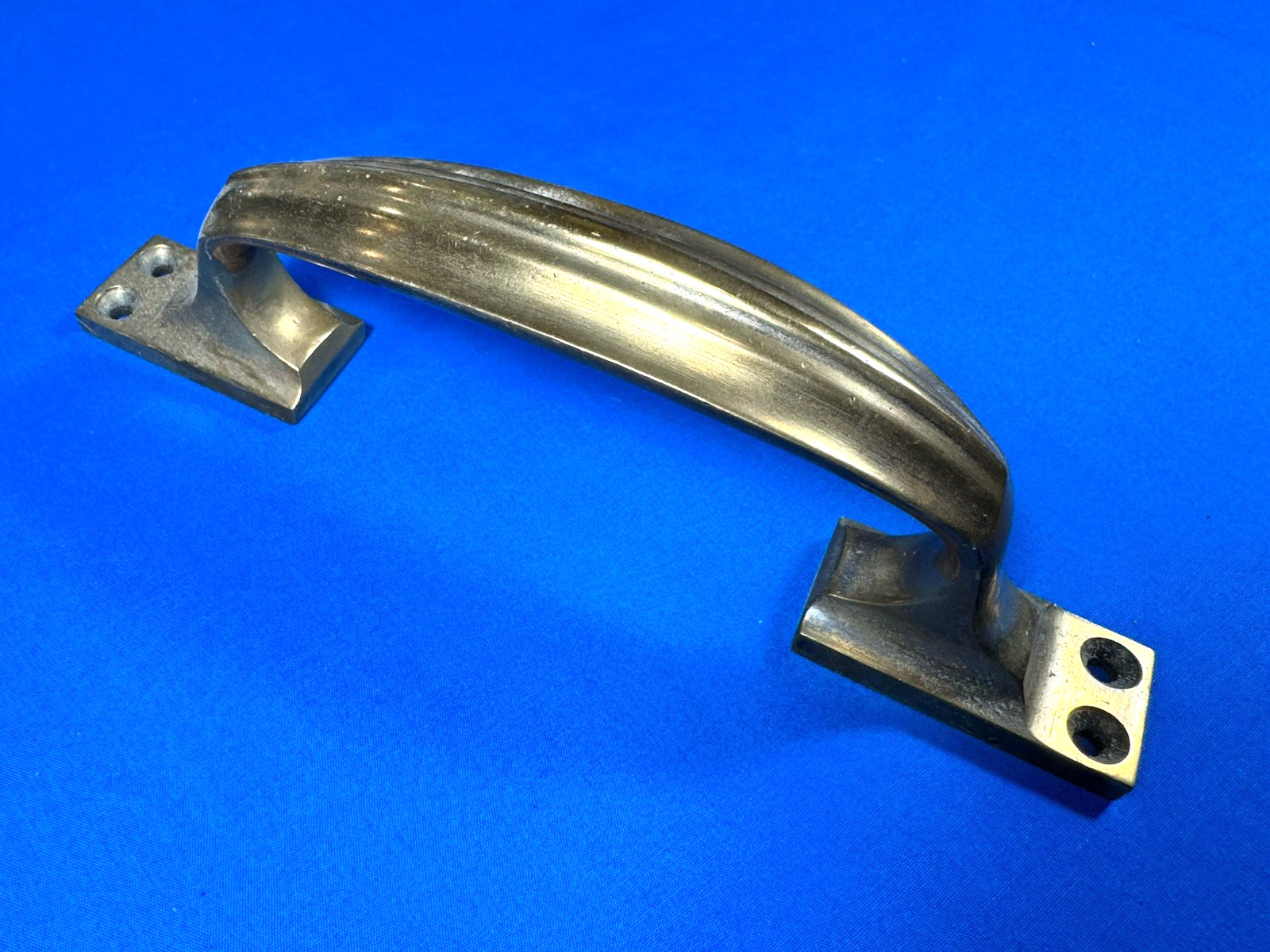 Vintage NOS Solid Brass Door Handle, Weighs 1 lb 2 ozs 7 5/8″ x 1″ Footprint