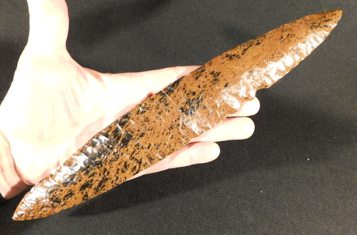 Huge! Ancient COLIMA Mahogany Obsidian Blade Knife or Spear Mexico 189gr