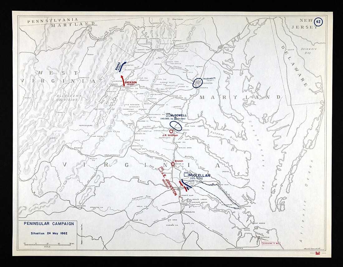 Civil War Map 42 Richmond Washington Virginia Peninsular Campaign May 24 1861
