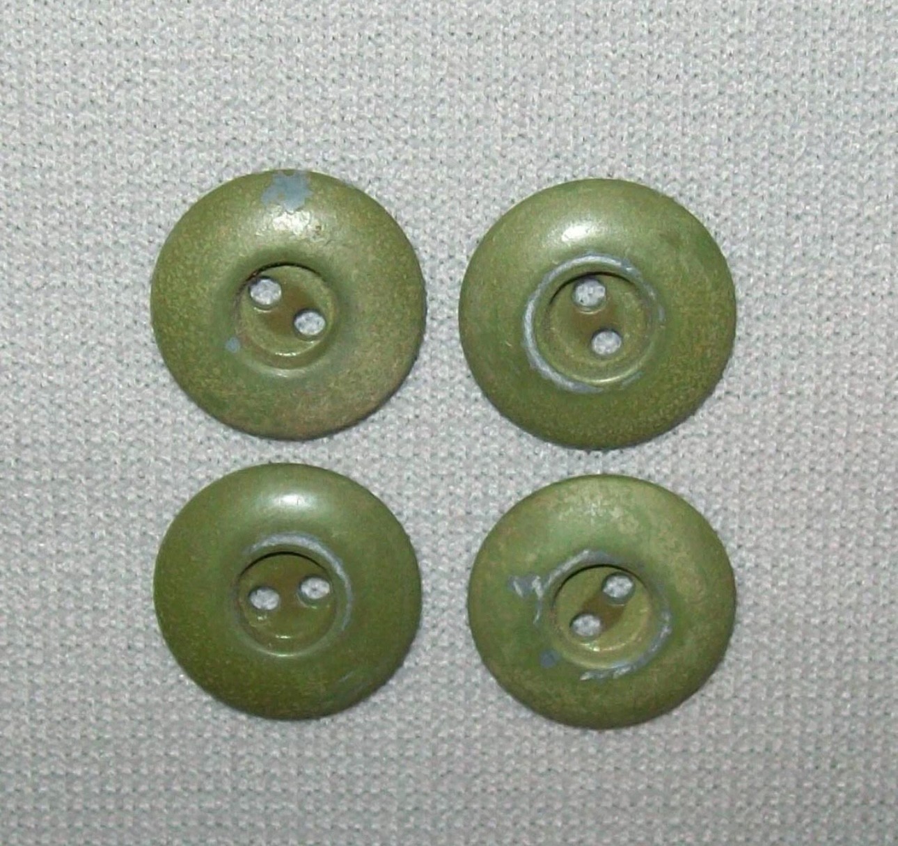 Antique Vtg 1910s Lot 4 Round Green Metal Buttons Workwear Clothes Denim Shirt