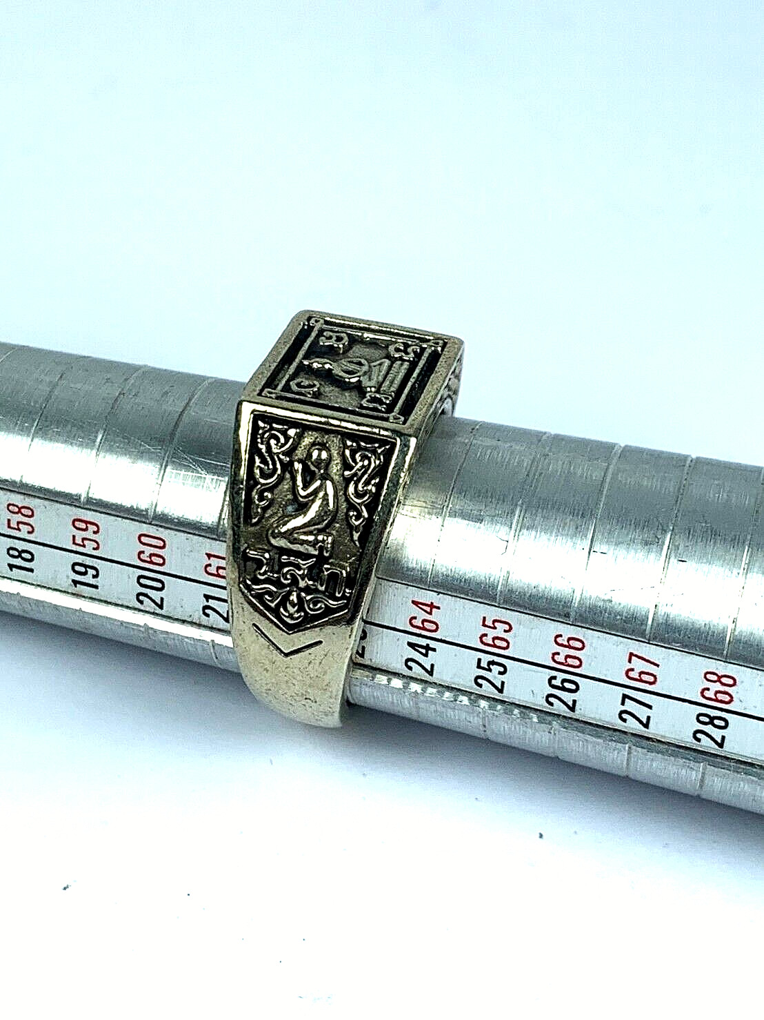 SIZE 10.5 US. REAL B. E. 2524 ALPACA BUDDHA NANG KWAK LP RUAY RING THAI AMULET