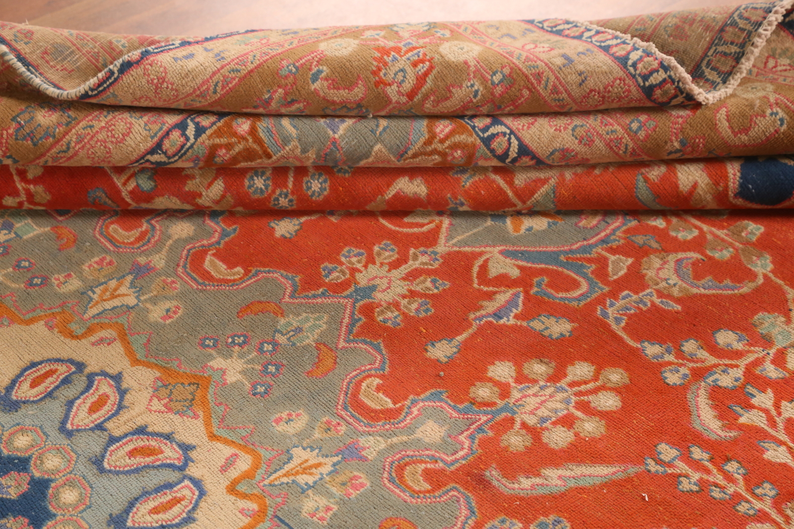 Vintage Rust Floral Traditional Hand-made Dining Room Area Rug Wool Carpet 9×12