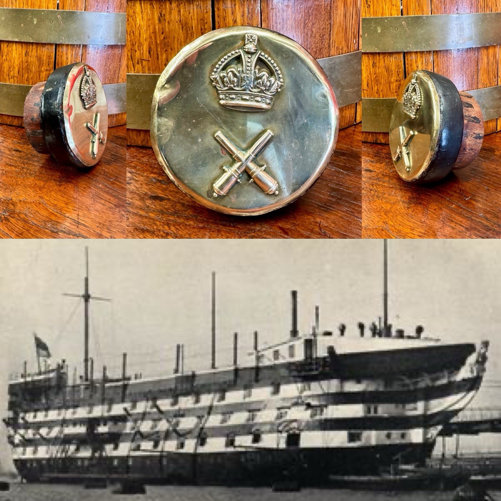 Pre-1837 Rare Royal Navy HMS Excellent Cannon Barrel Plug or Tampion c.1830