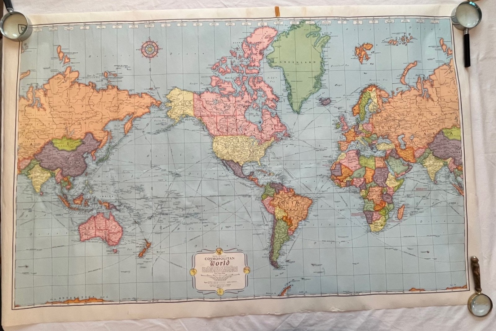 Rand McNally 1976 Cosmopolitan World Map Mercator Projection – Rolled 52 x 34