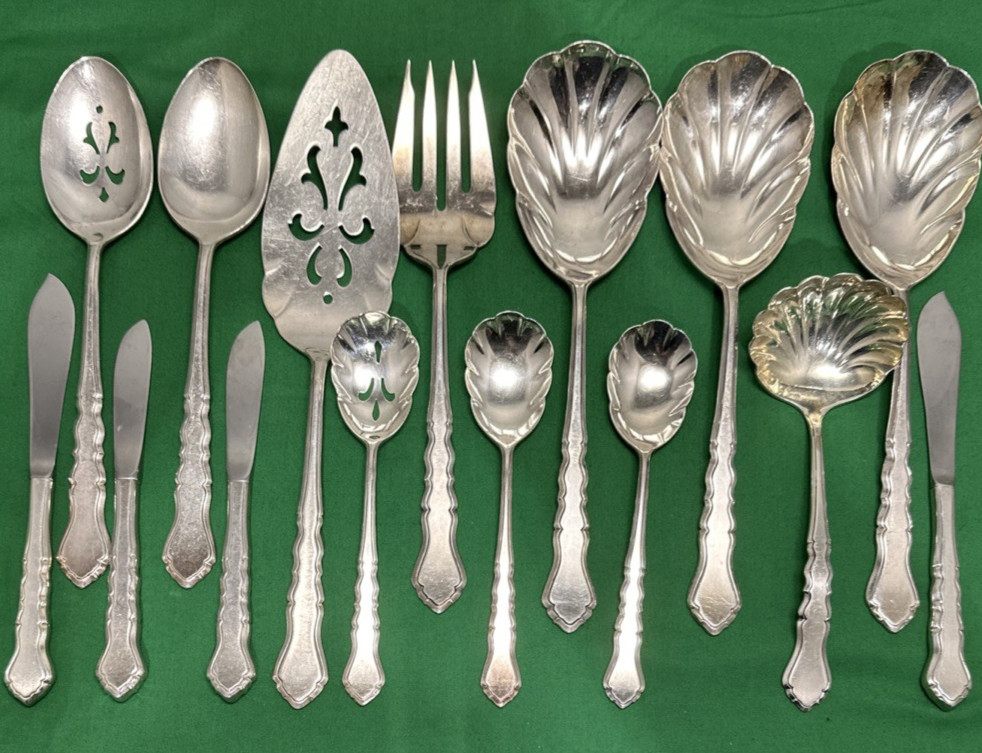 15 Pc CENTENNIAL Silverplated SERVING PIECES – DOUBLE HOSTESS SET 1847 Rogers