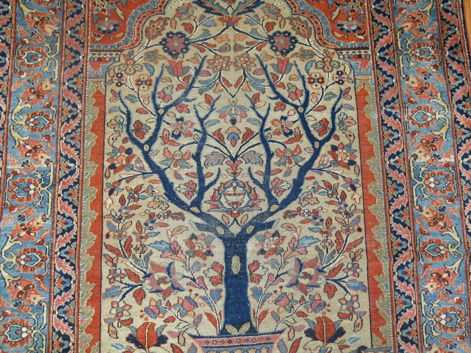Antique Pictorial Tree Prayer Rug 4’3”x6’1”