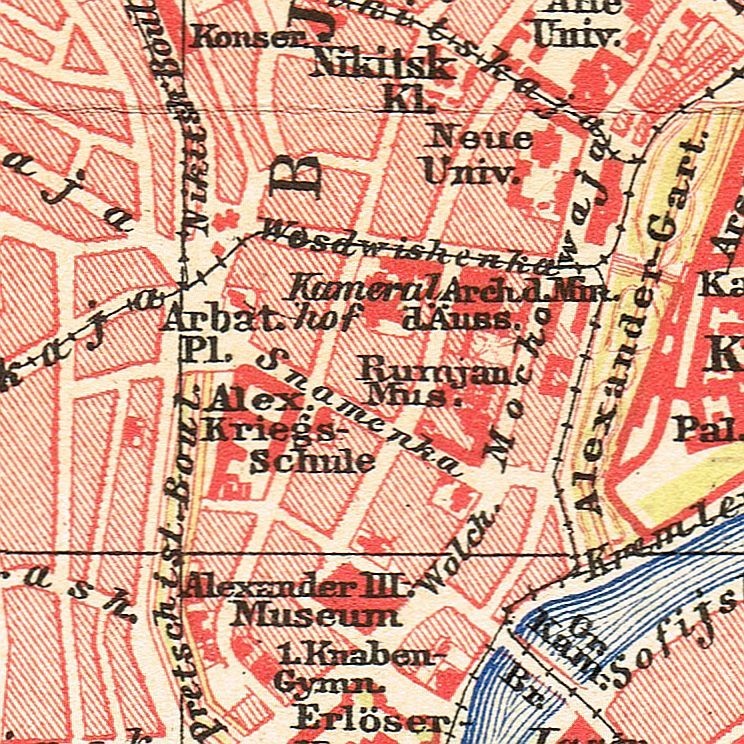 MOSCOW dated Dec. 1906 Москва Original Antique map RUSSIA Россия KREMLIN plan