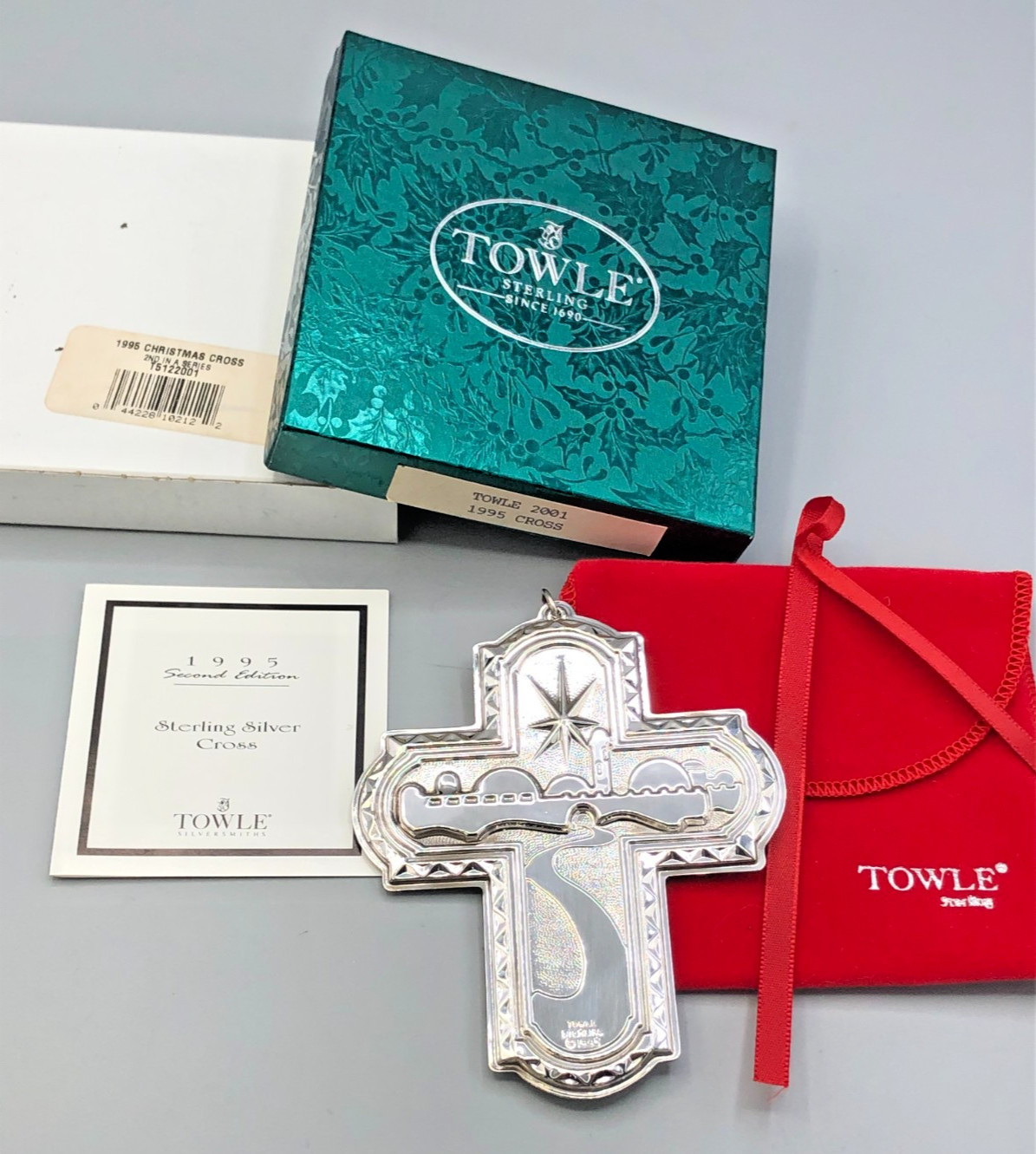 Towle 1995 Sterling Silver Christmas Cross Ornament, with Box