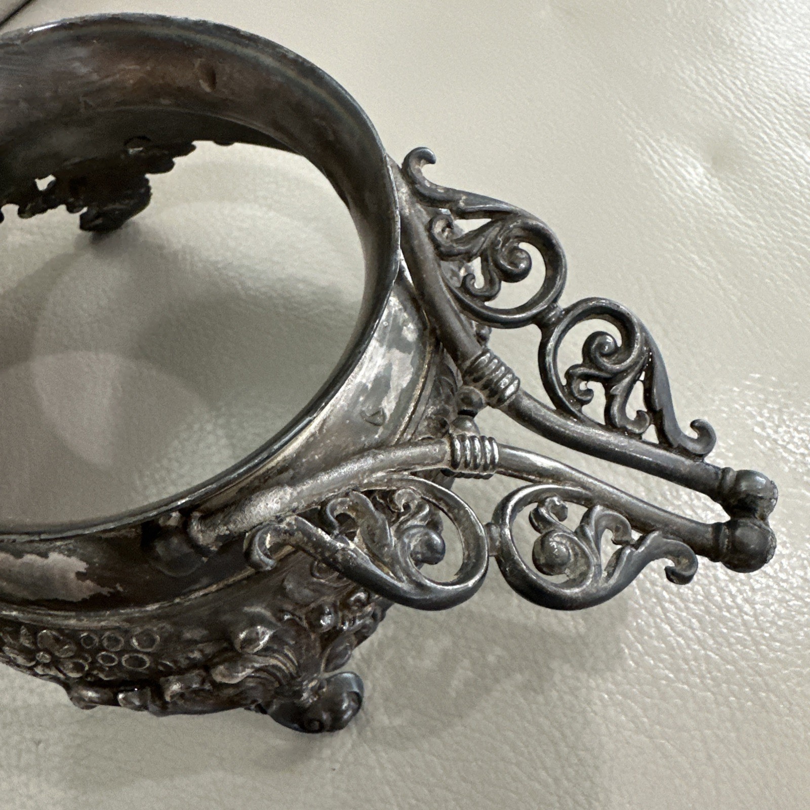 Antique Victorian Silverplate Brides Basket Stand w/ Cranberry Glass Bowl Ornate