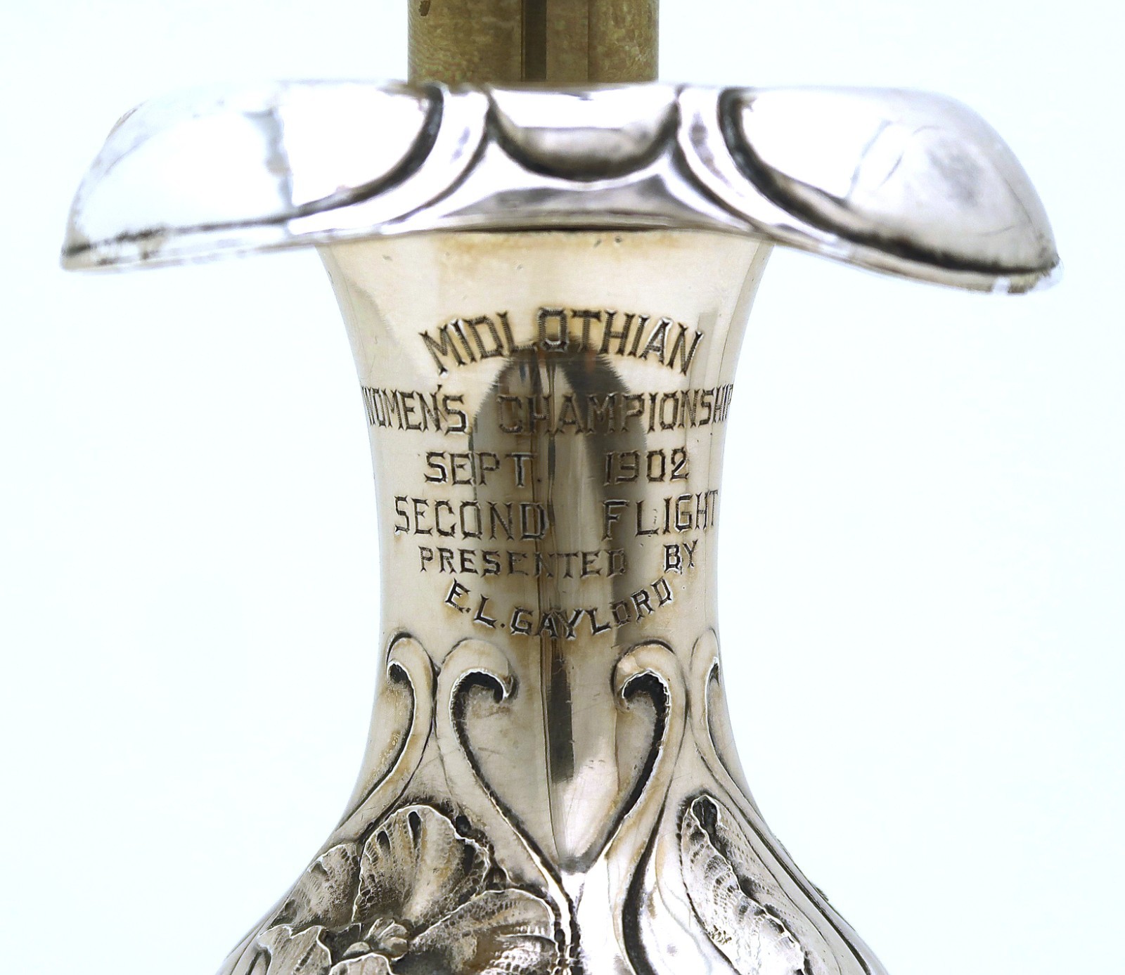 Art Nouveau Tulip motif Gorham Martele Finish Lamp Engraved Date 1902