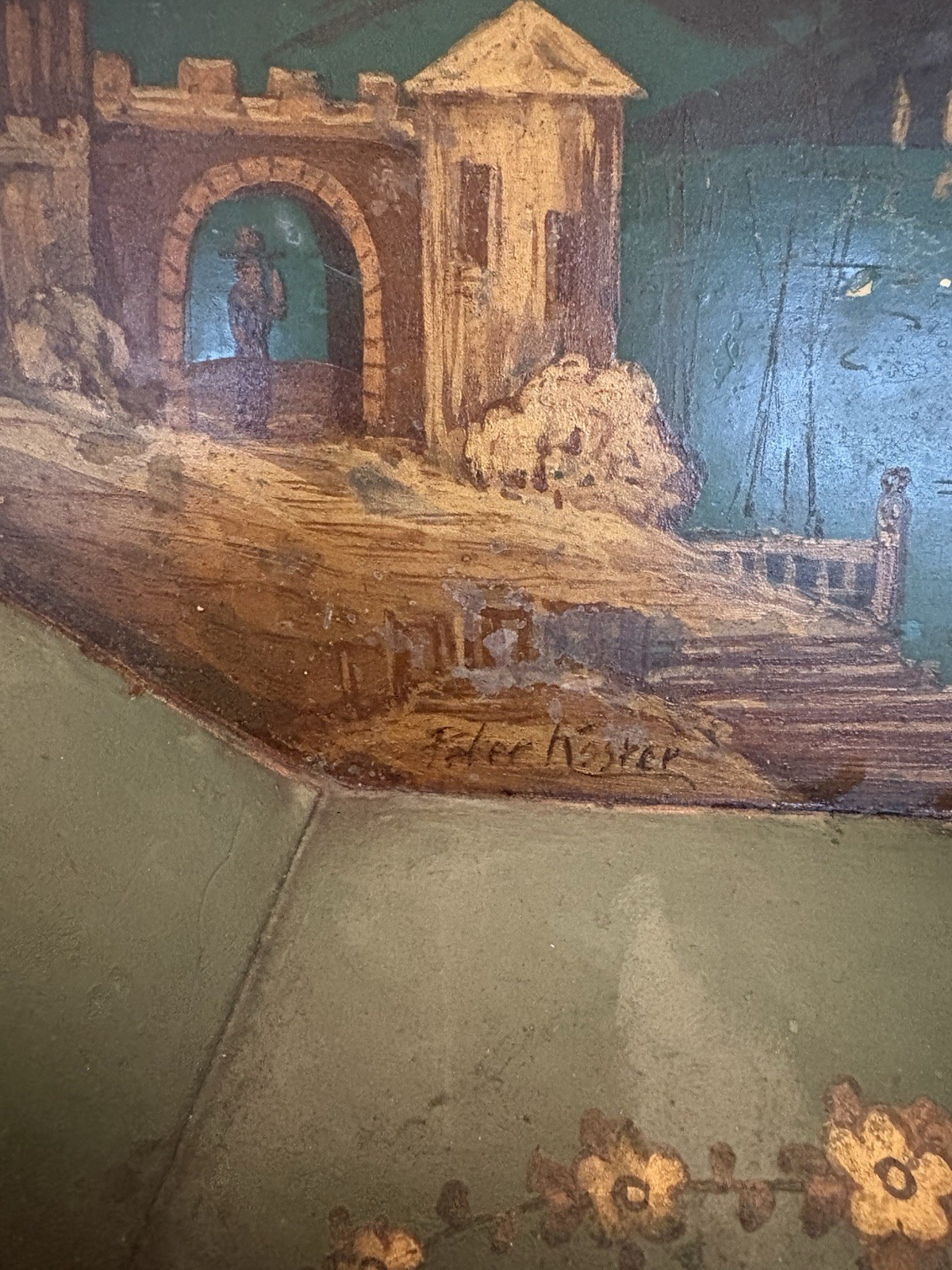 PETER KOSTER SIGNED ORIGINAL OIL PAINTING ON TIN ROCKPORT, MASS. Art (1891-1978)