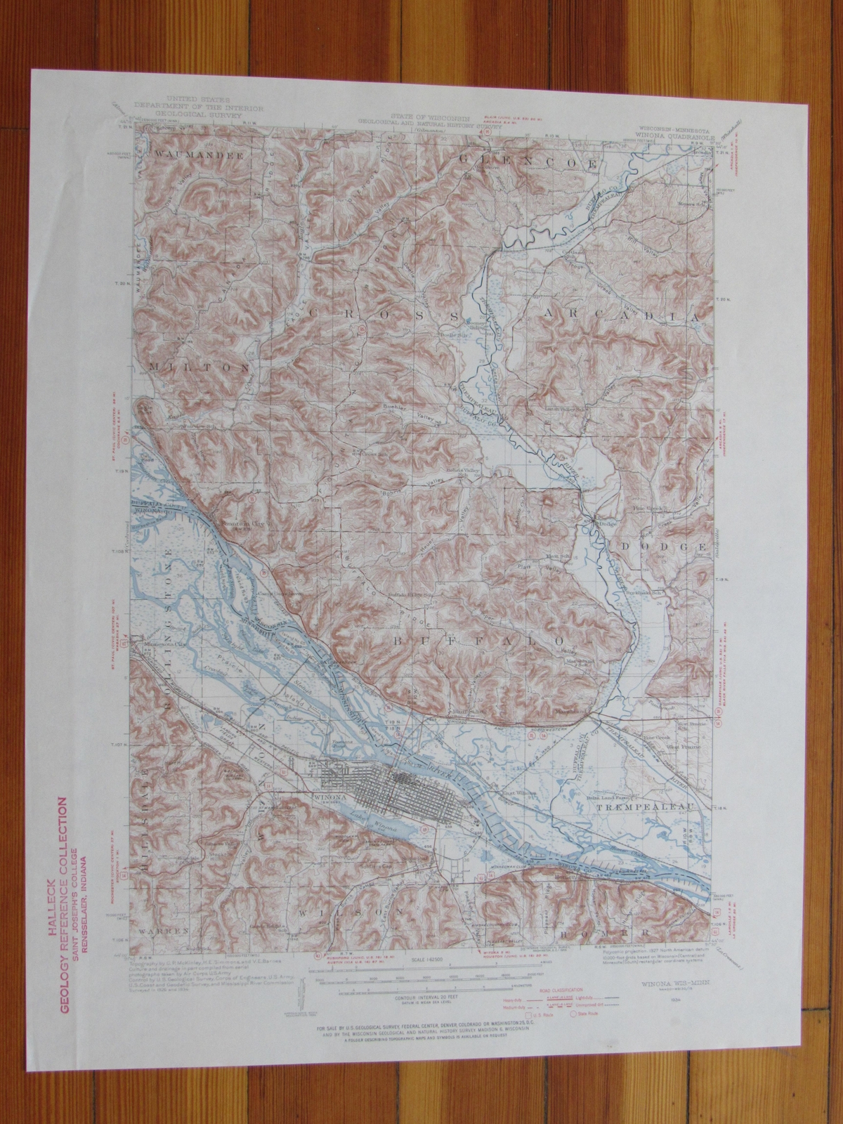 Winona Minnesota 1955 Original Vintage USGS Topo Map