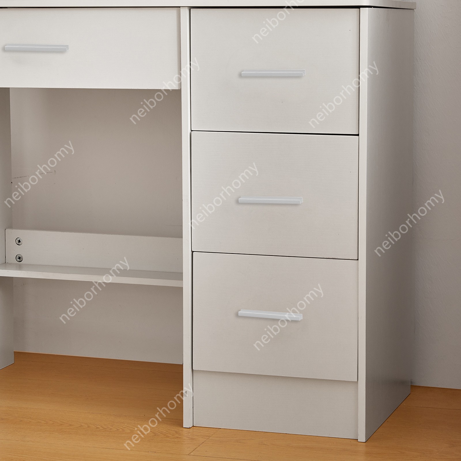 Small Vanity Desk Set White Dressing Table Desk and Drawer LED Makeup Mirror