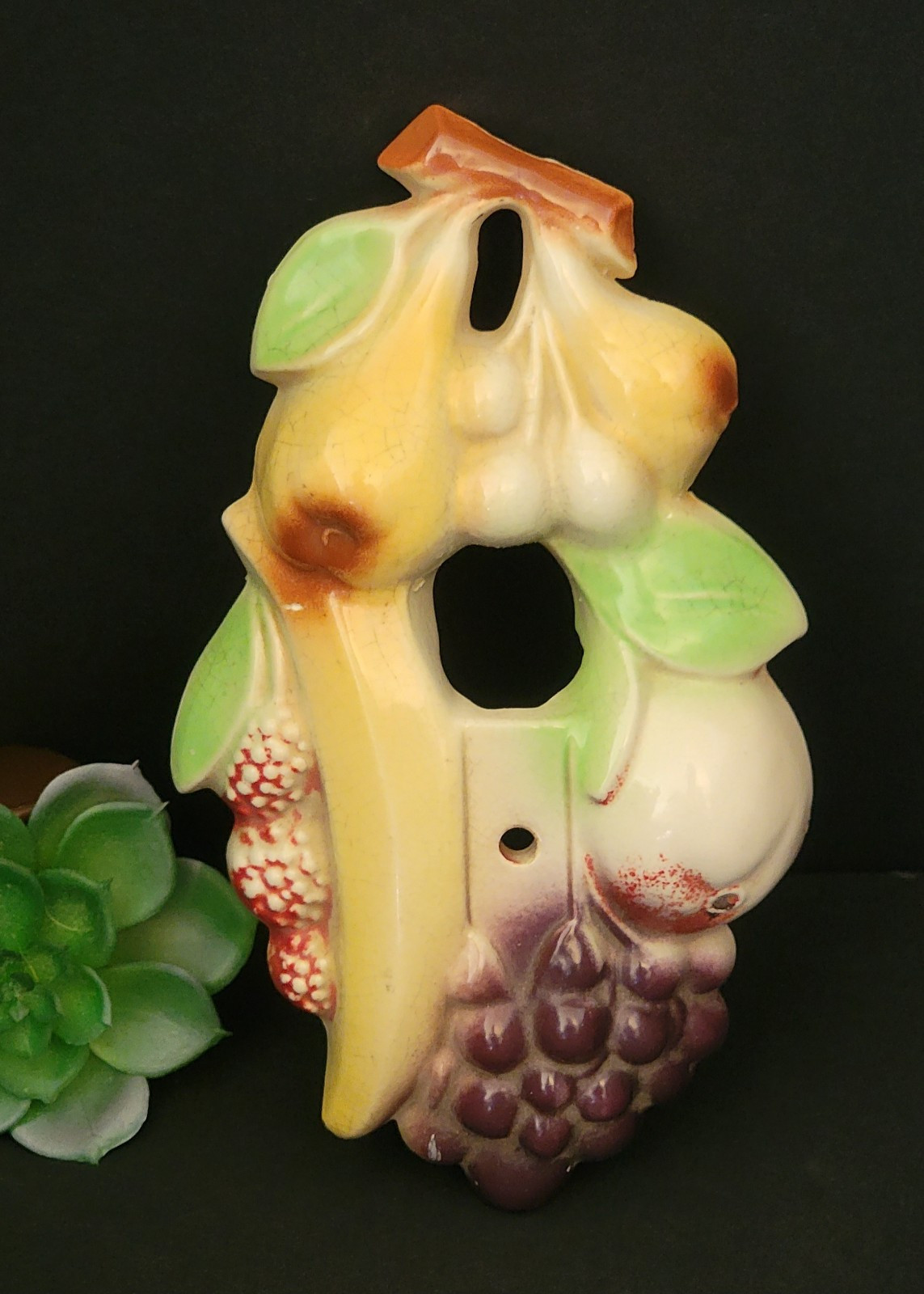 1930s40s Ceramic Fruit Light Switch Cover Plaque Art Deco Home Architecture READ