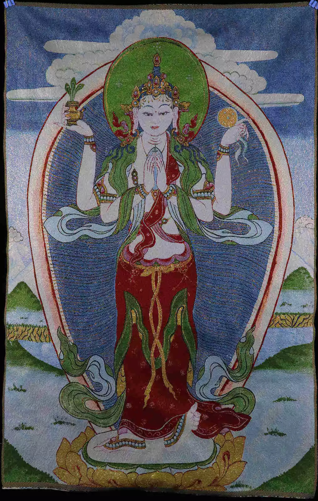 35 inch Tibet Nepal Handmade Embroidery Exquisite Thangka Painting mural