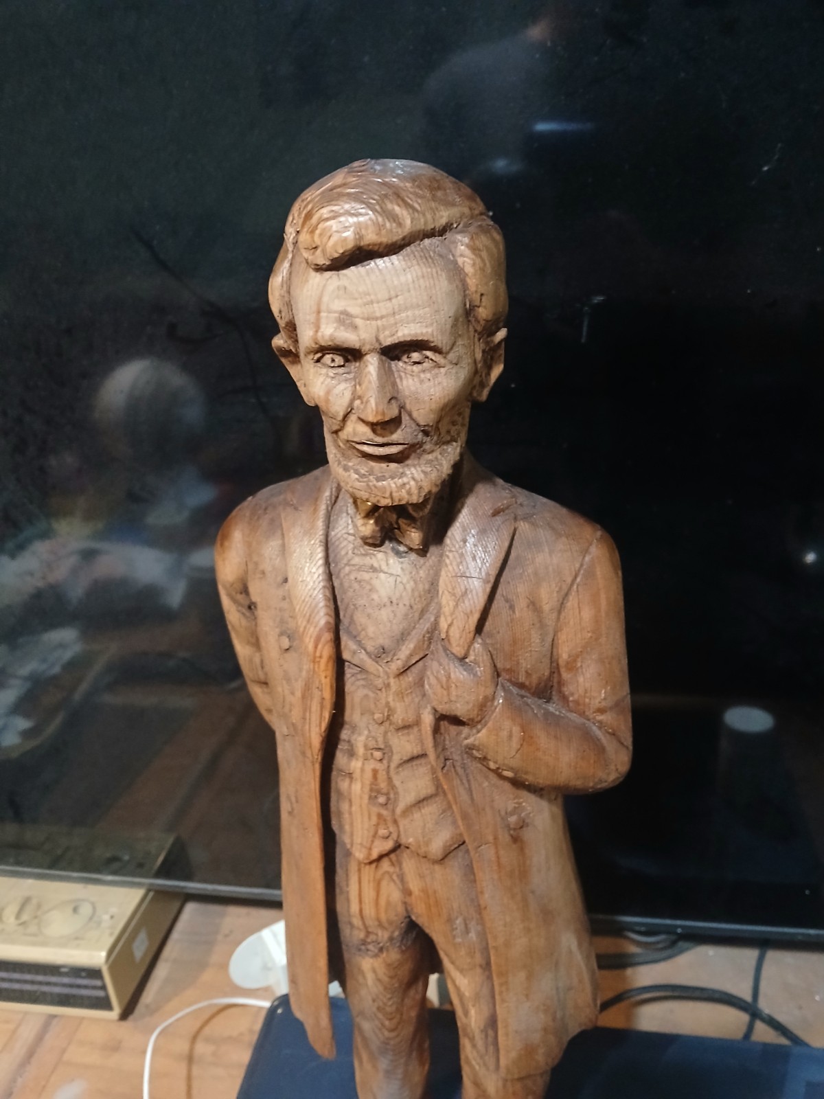 Antique 19th Cent Folk Art Wood Carved 20″ Abraham Lincoln Americana figure Old