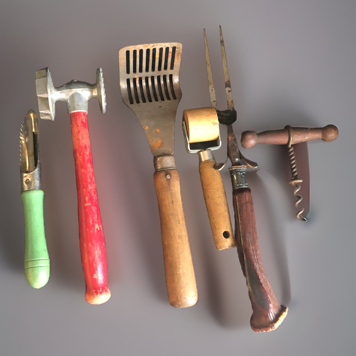 Vintage Primitive Kitchen Utensils Tools (6) Farmhouse Some Wood Handles