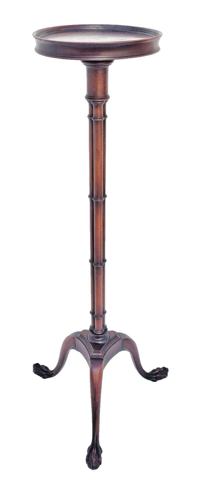 Vtg Mahogany Faux Bamboo Tall Pedestal / Plant Stand By Weiman Heirloom 1950s