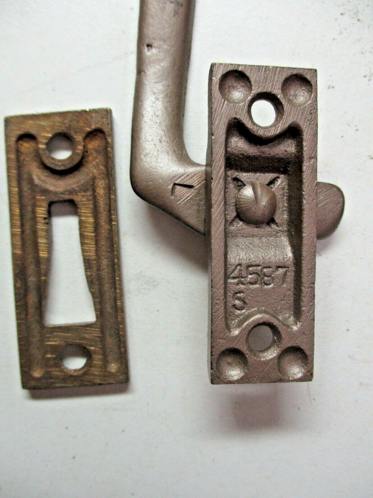 4587S Solid Brass Casement Window Bronze Locking Handle Left Hand Vintage 1950s