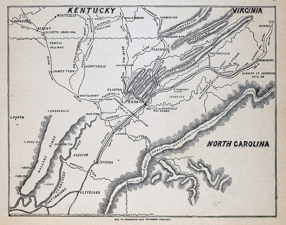 Harper Civil War Map Burnside Tennessee Battle Knoxville Blue Springs Henderson