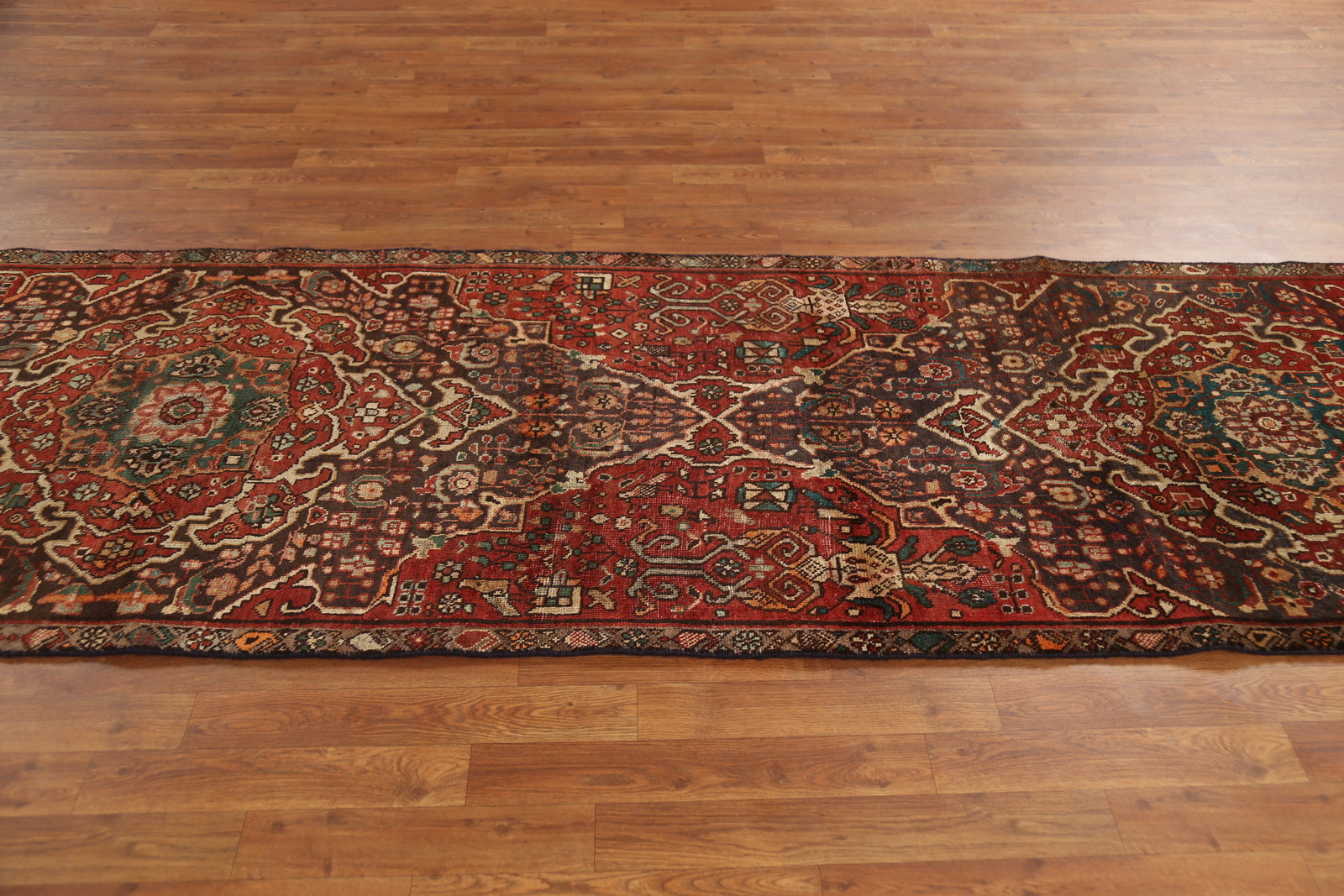Vintage Rust Wool Hand-made Traditional Tribal Geometric Runner Rug 3×11 Carpet