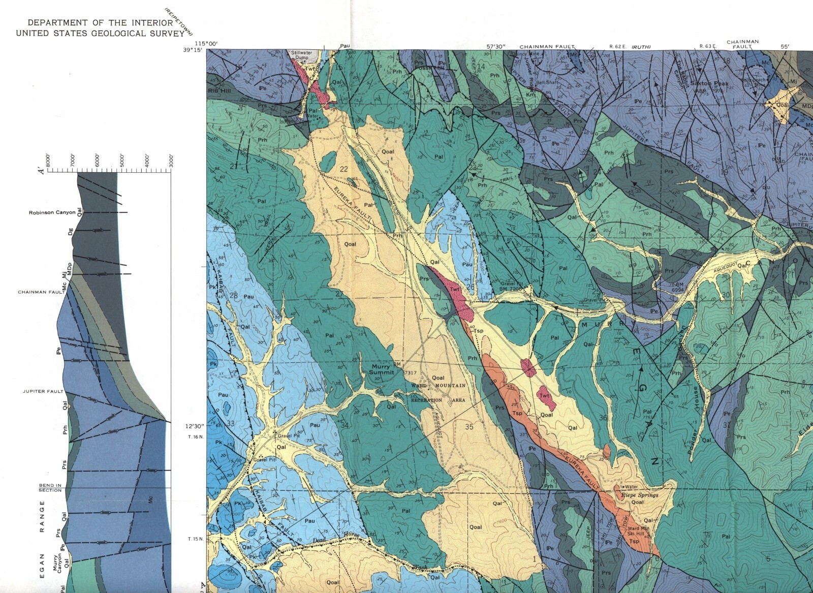 USGS Geologic Map: Ely Quadrangle, White Pine County, Nevada
