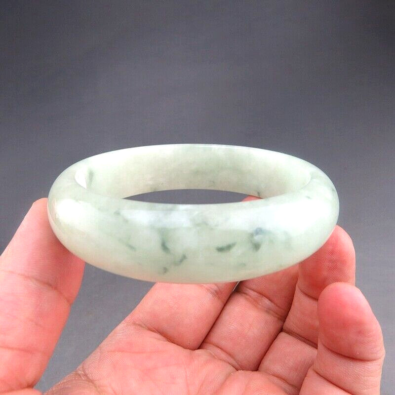 59mm Certified Grade “A” Natural Green Jadeite Jade Gems Bangle Bracelet V50
