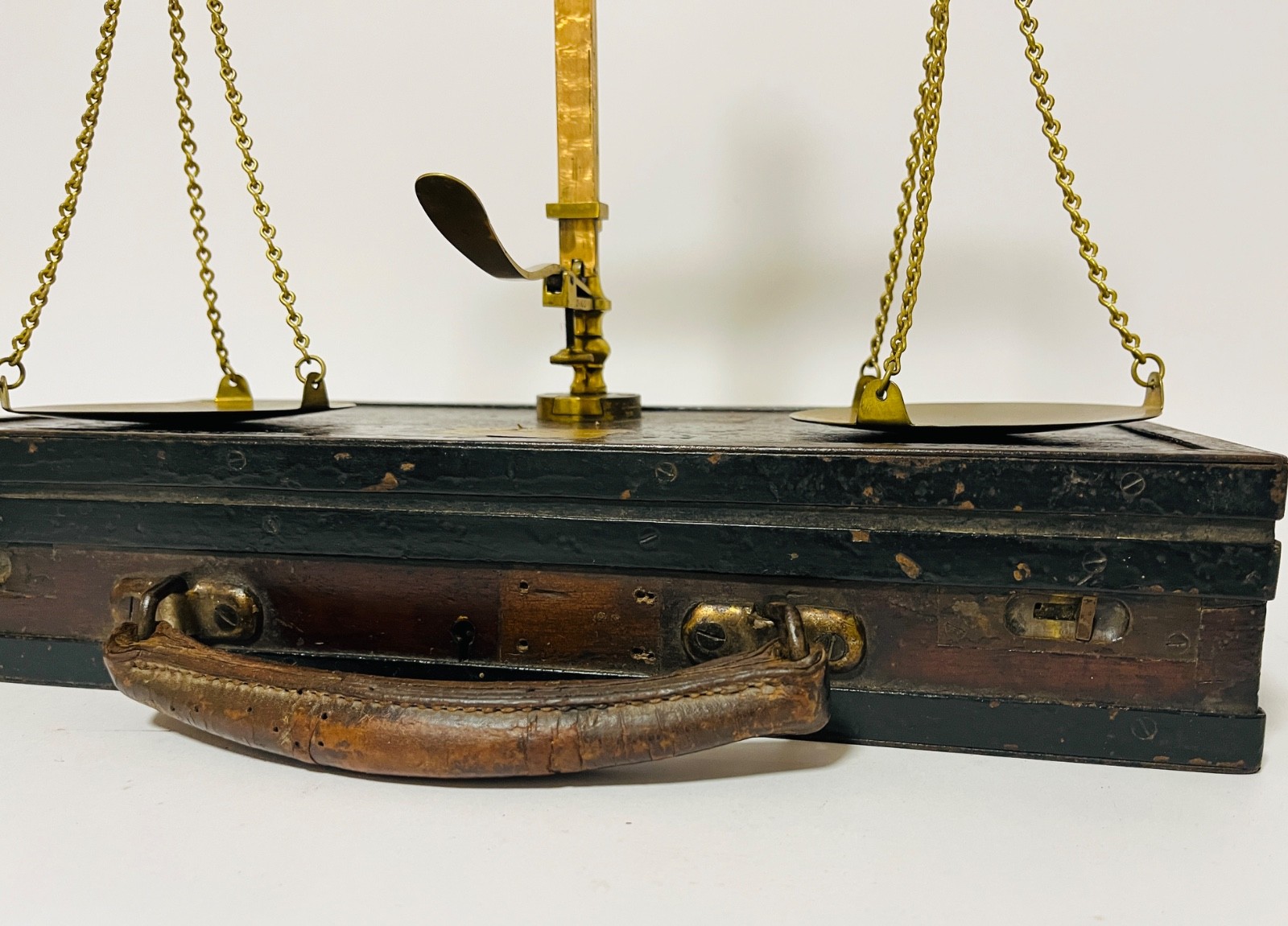 Antique Devon County Travelling Excise Brass Balance Scales De Grave 1903