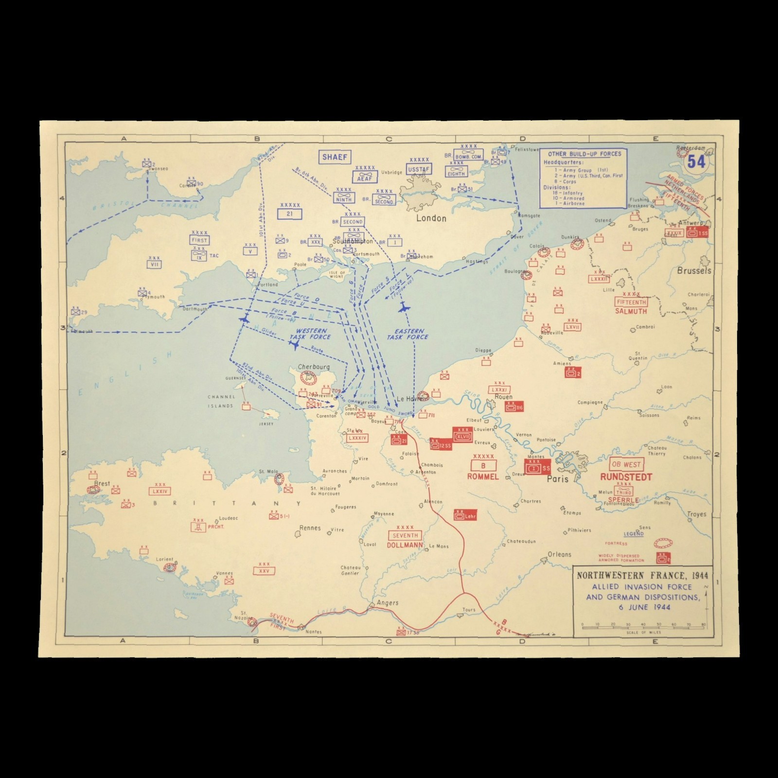WWII D Day Battle Map Allied Invasion June 6 1944 Normandy World War 2