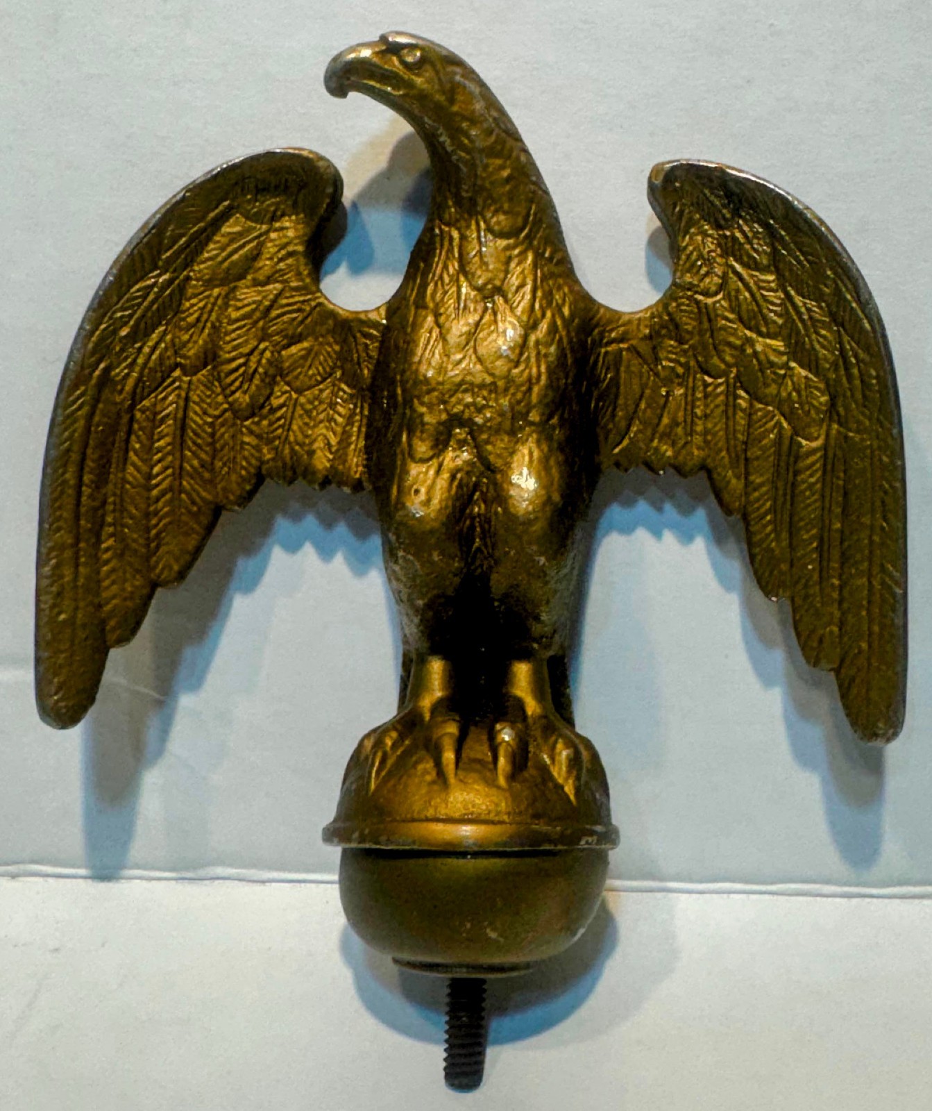 EAGLE FLAG FLAGPOLE AMERICA USA PATRIOTIC FINIAL ORNAMENT CAST METAL BRASS